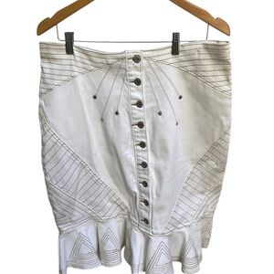 Ashley Stewart White Embroidered Western Button-Front Skirt I Size: 18W